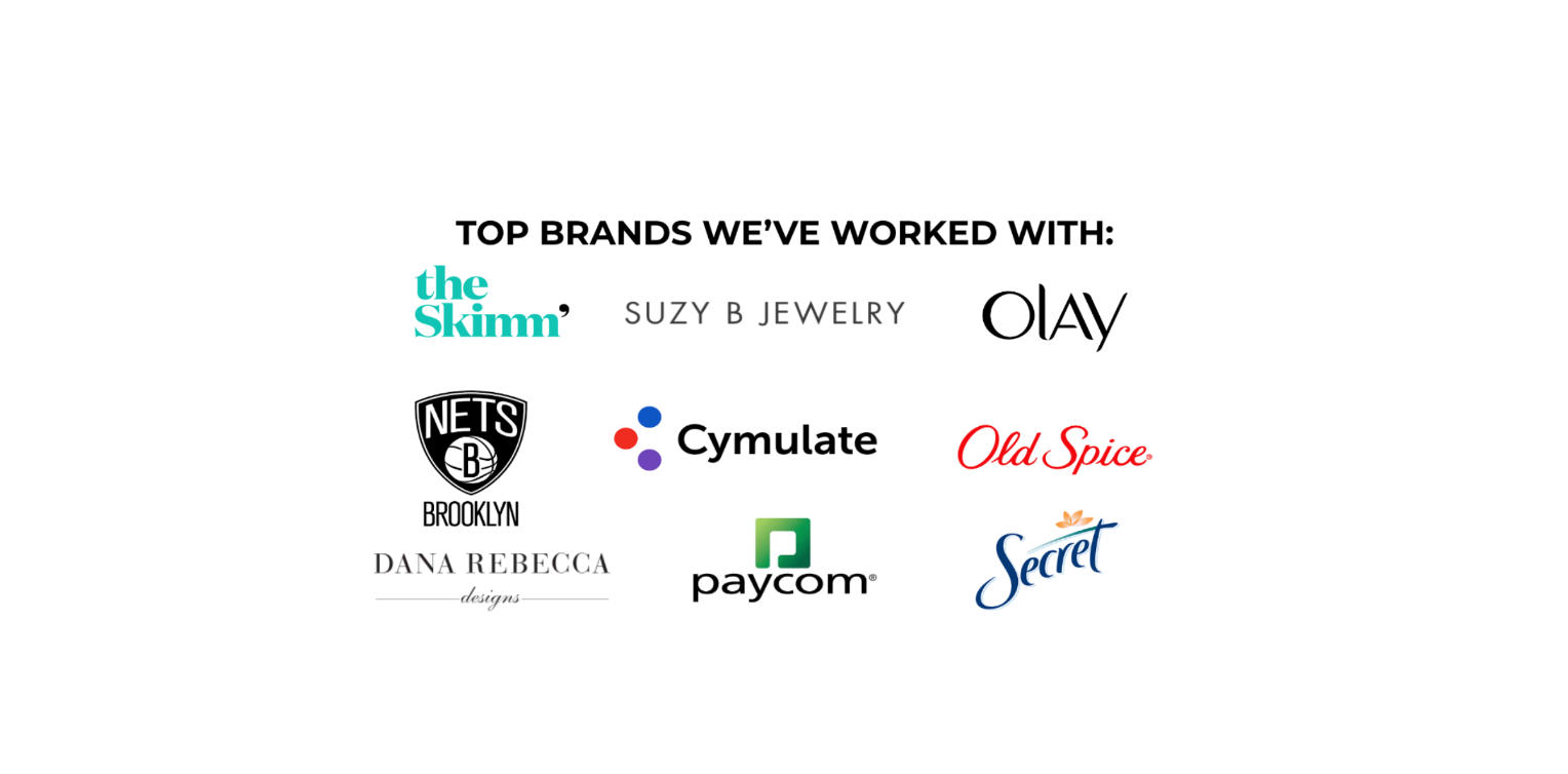 List of top brands worked with on a white background